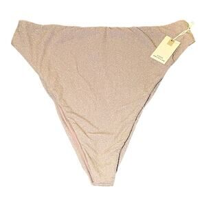 NWT Good American Good Waist Cheeky Bikini Bottoms Sparkle RibbedLilac 4X Size 7